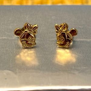❤️🖤MINNIE MOUSE POST EARRINGS - Gold Plated Silver w/ Stainless Steel Backings